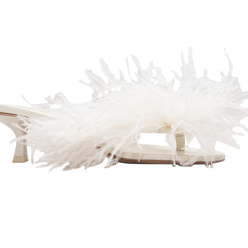 CULT GAIA FEATHER HEELED THONG SANDALS SIZE 38